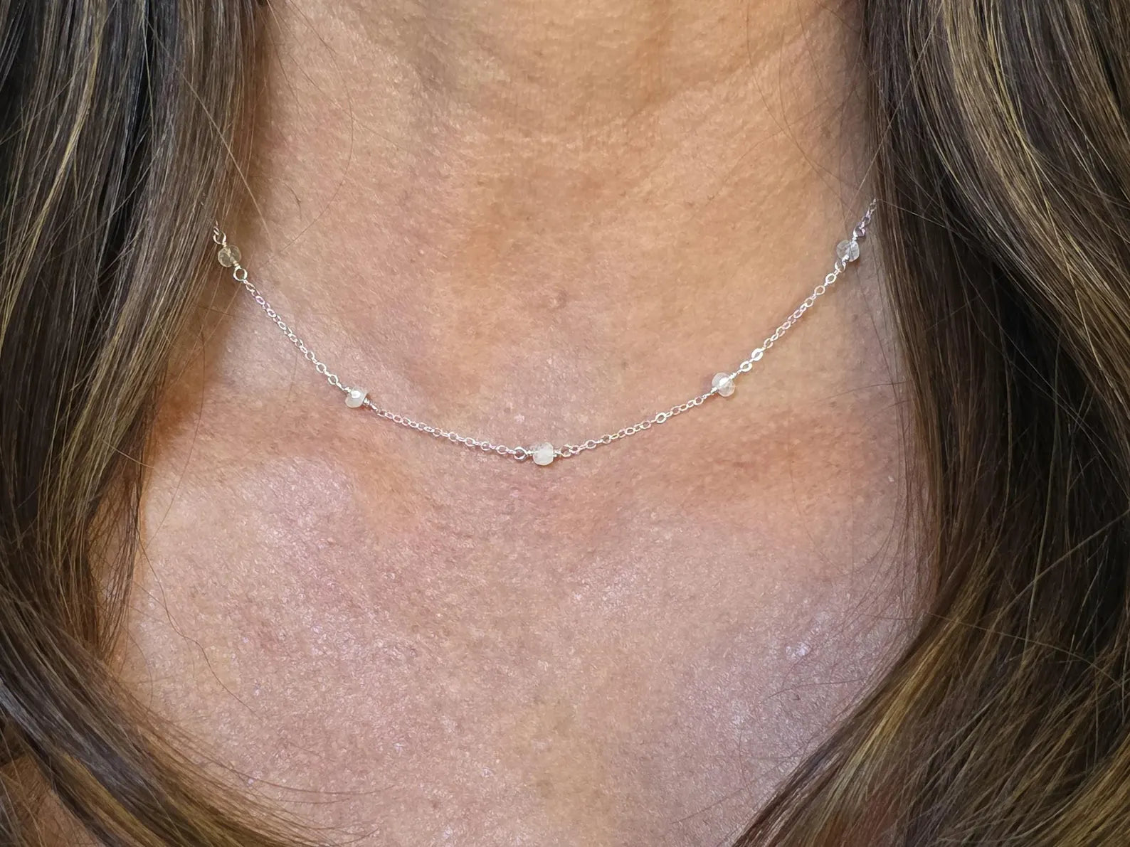 Set of 2 Sterling Siver Layered Gemstone Necklaces My Store