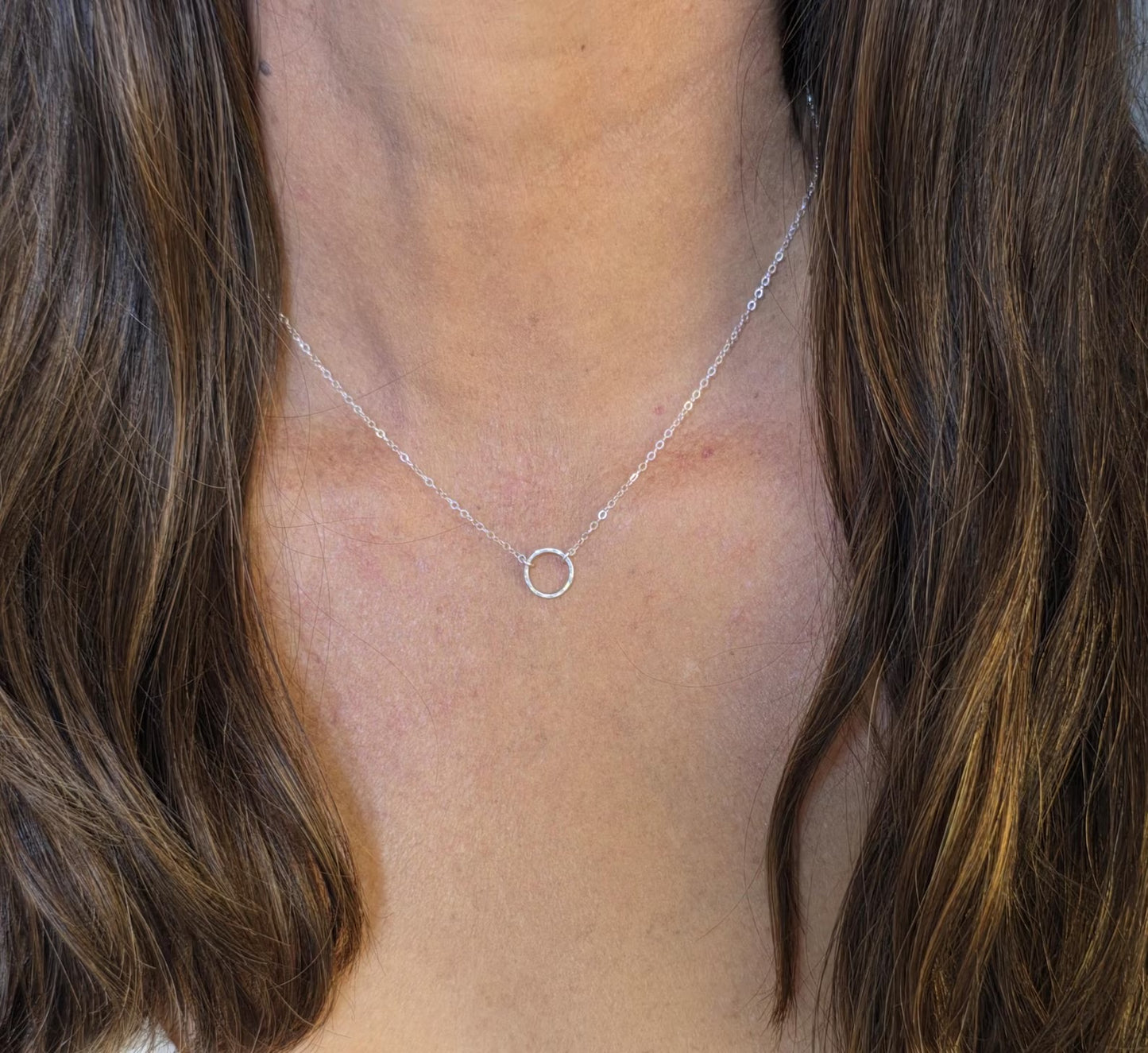 Tiny Sterling Silver Open Circle Karma Necklace My Store