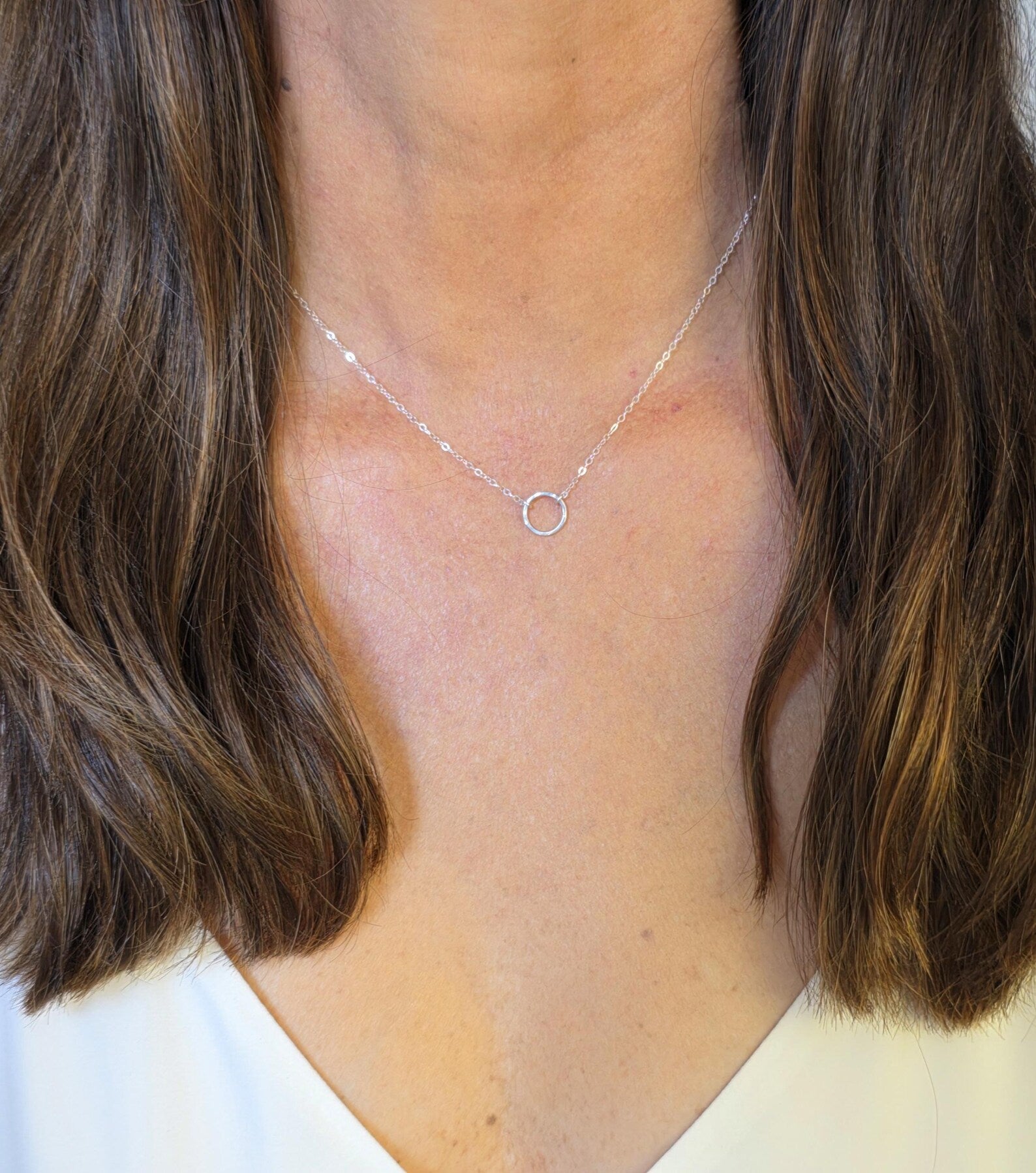 Tiny Sterling Silver Open Circle Karma Necklace My Store