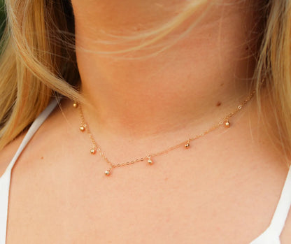 Tiny Sterling Silver Faceted Dangle Bead Necklace My Store