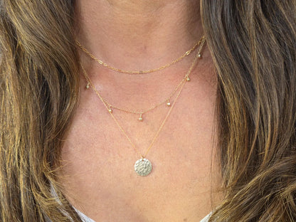Tiny Sterling Silver Faceted Dangle Bead Necklace My Store