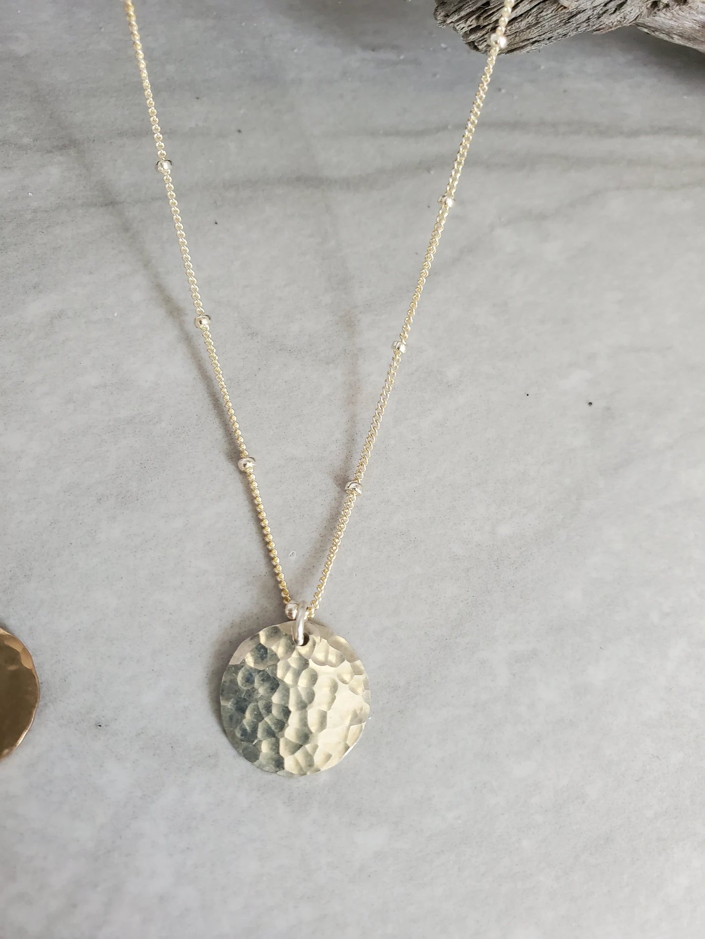 Silver Hammered Circle Necklace on Satellite Chain, 3 Sizes My Store