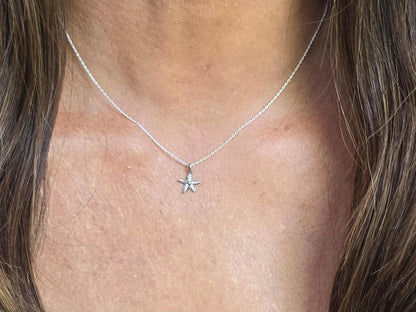 Tiny Sterling Silver Starfish Pendant Necklace My Store