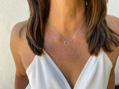 Silver Dainty Double Circle Necklace My Store