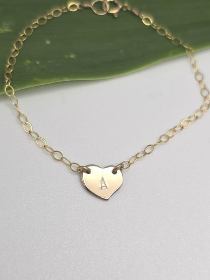 Tiny Gold Monogram Heart Bracelet My Store