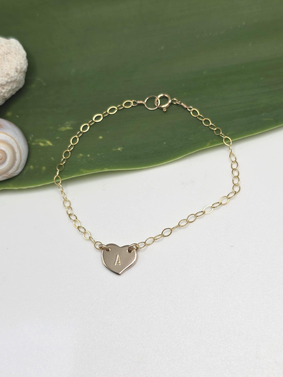 Tiny Gold Monogram Heart Bracelet My Store