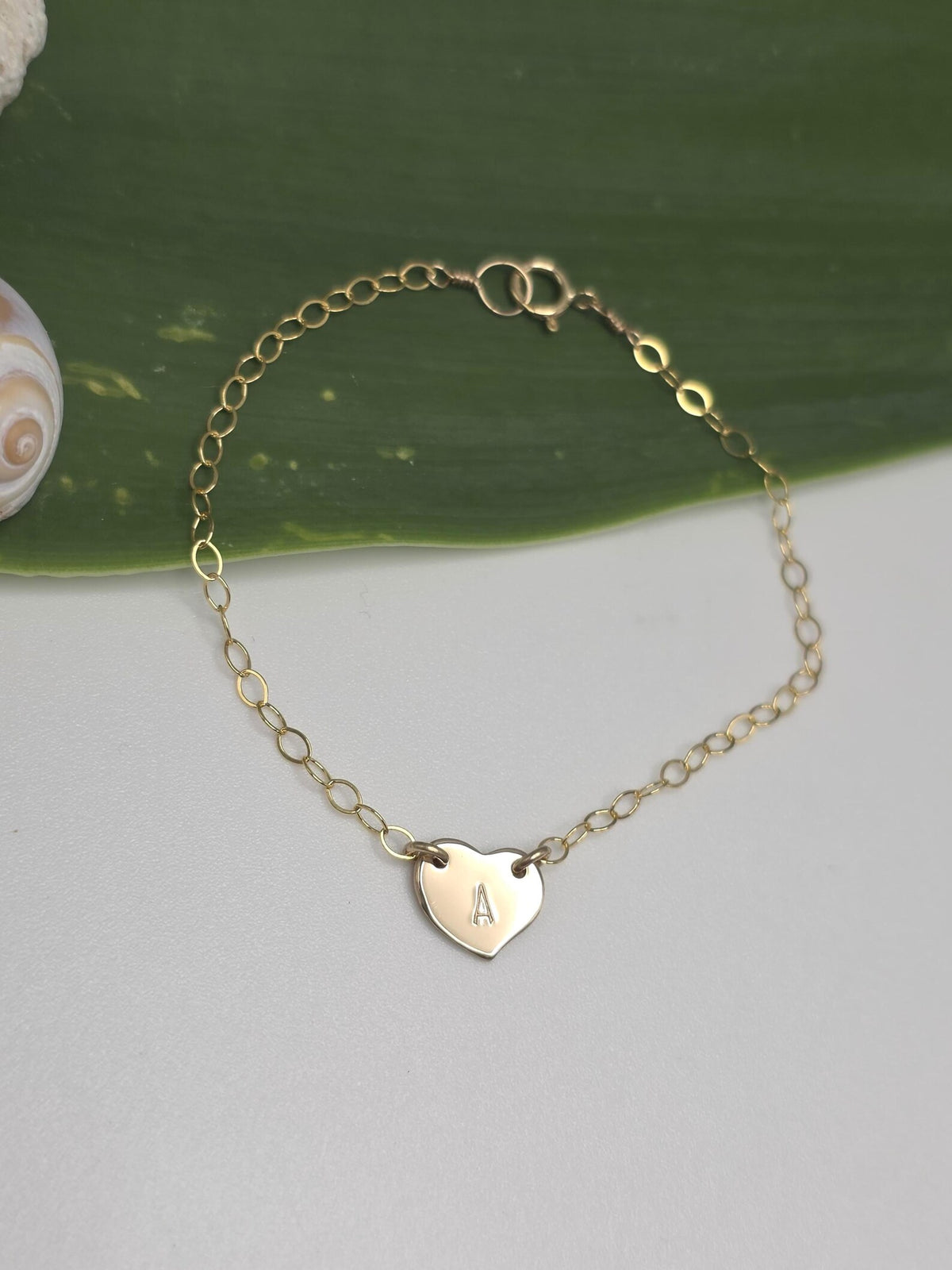 Tiny Gold Monogram Heart Bracelet My Store