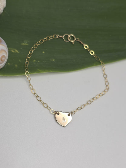 Tiny Gold Monogram Heart Bracelet My Store