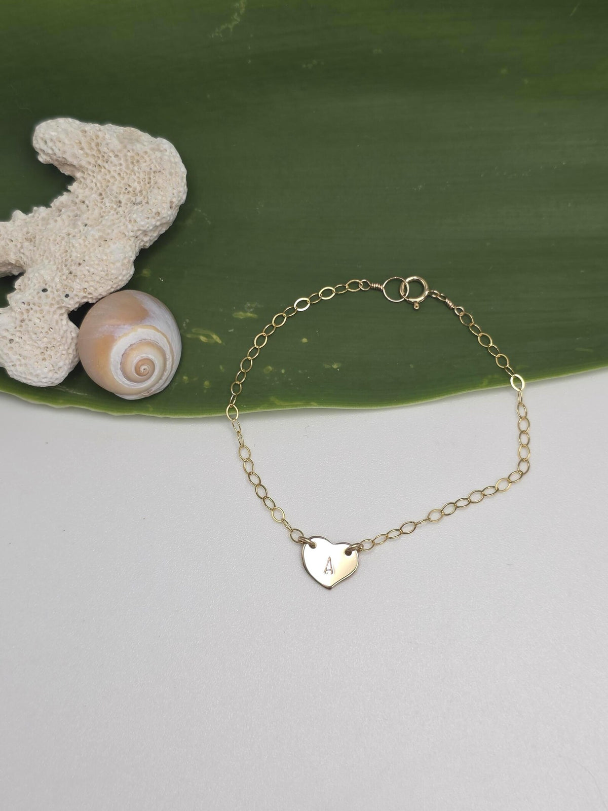 Tiny Gold Monogram Heart Bracelet My Store