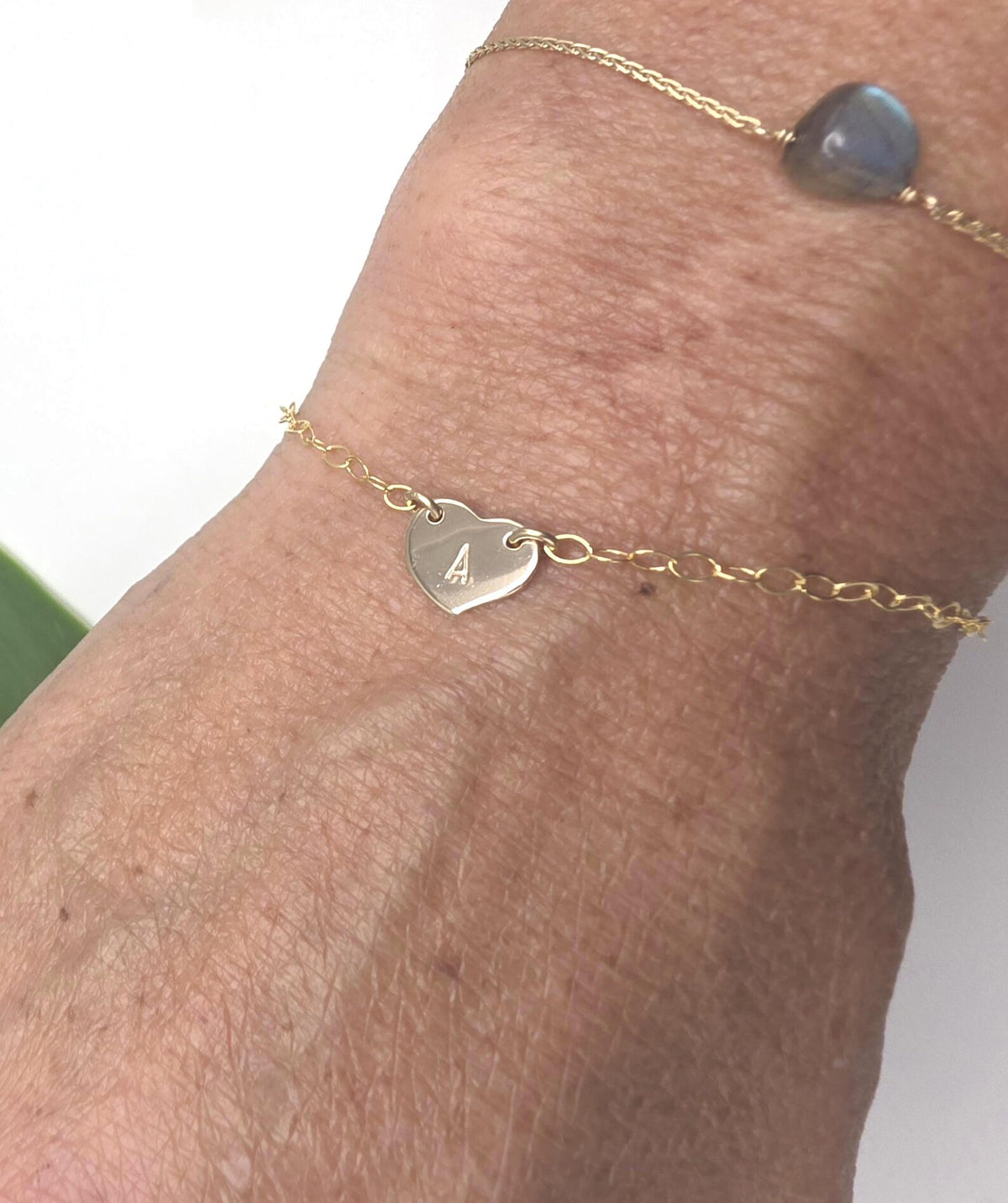 Tiny Gold Monogram Heart Bracelet My Store