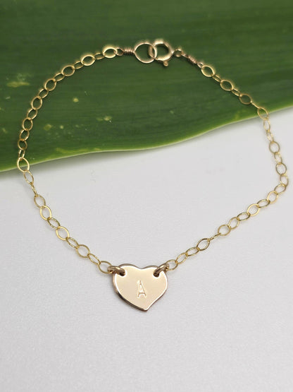 Tiny Gold Monogram Heart Bracelet My Store