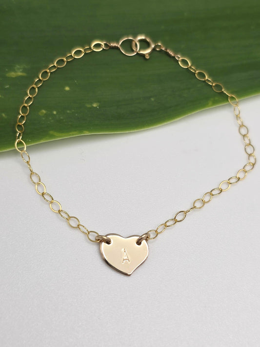 Tiny Gold Monogram Heart Bracelet My Store
