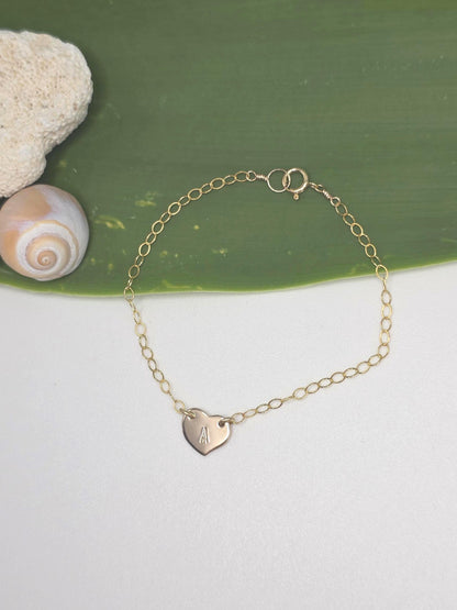 Tiny Gold Monogram Heart Bracelet My Store