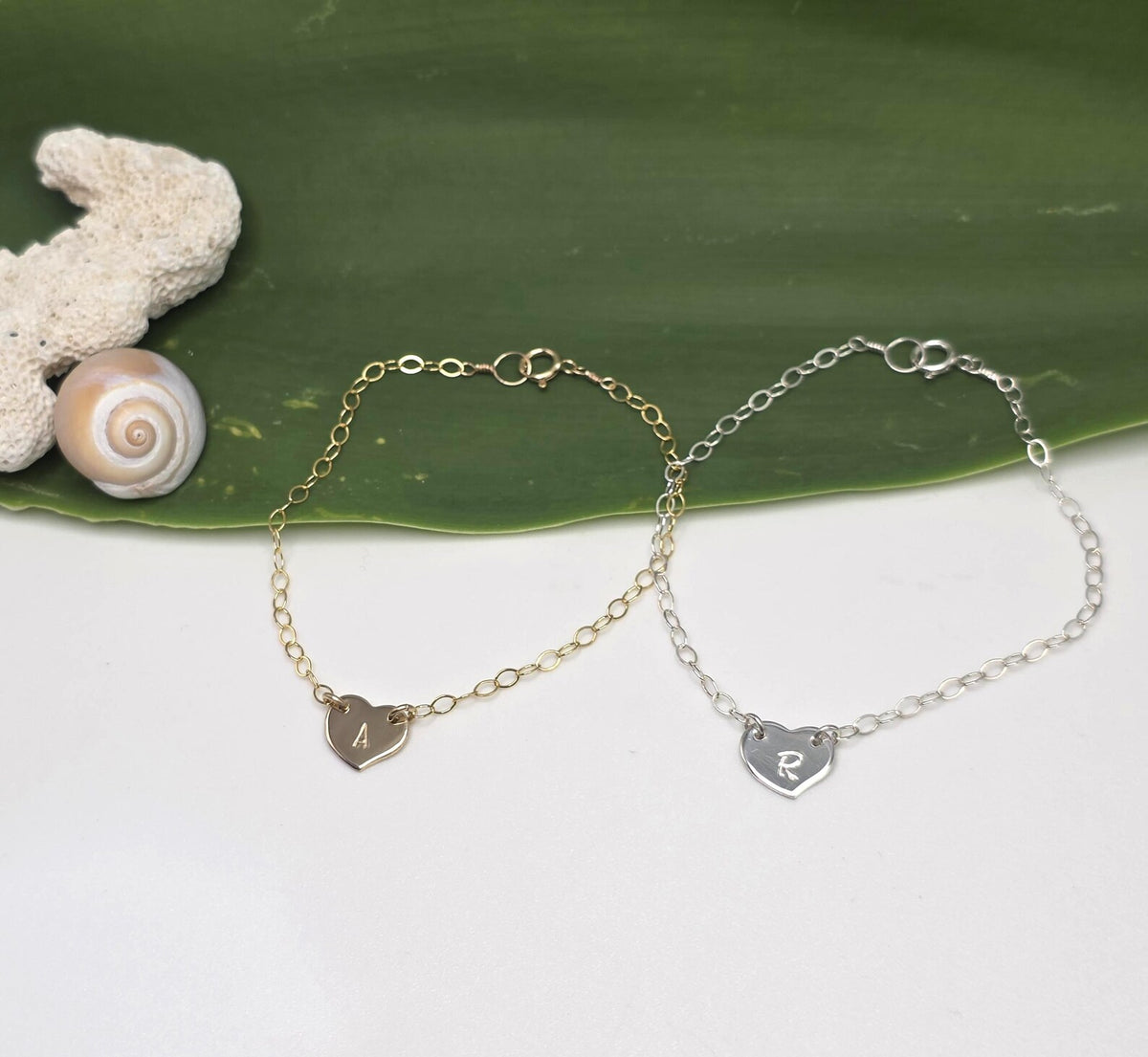 Tiny Gold Monogram Heart Bracelet My Store