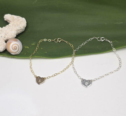 Tiny Gold Monogram Heart Bracelet My Store