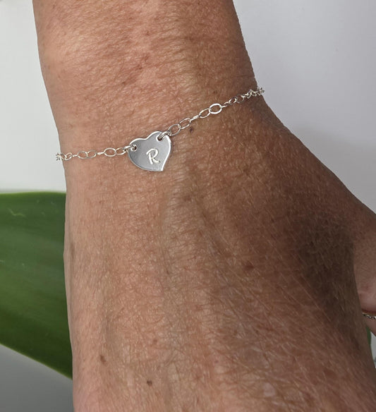 Tiny Gold Monogram Heart Bracelet My Store