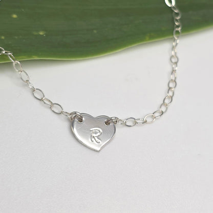 Tiny Silver Monogram Heart Bracelet My Store