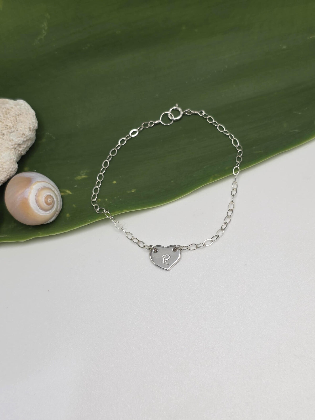 Tiny Silver Monogram Heart Bracelet My Store