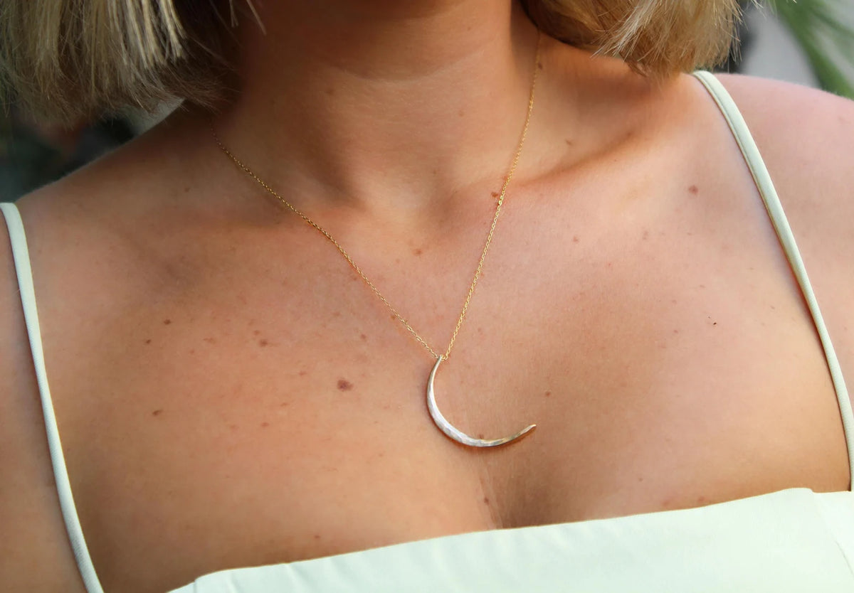 Gold Fill Hammered Crescent Moon Necklace My Store