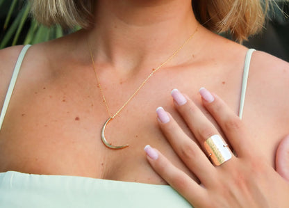Gold Fill Hammered Crescent Moon Necklace My Store
