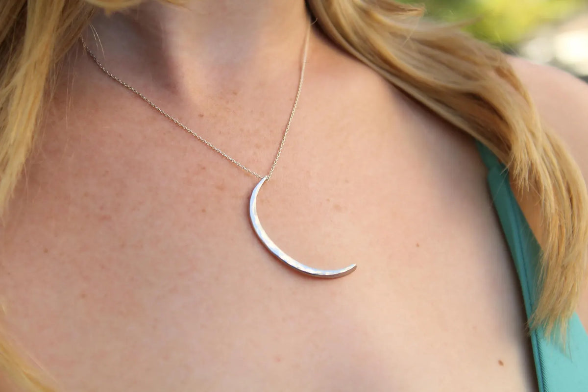 Gold Fill Hammered Crescent Moon Necklace My Store