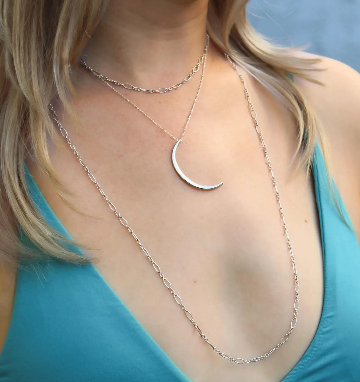 Gold Fill Hammered Crescent Moon Necklace My Store