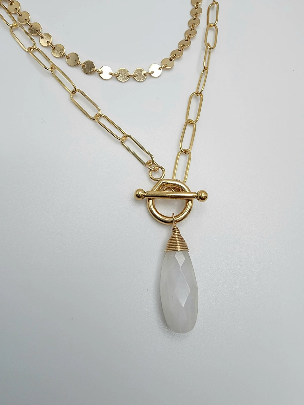 Moonstone Necklace on Paperclip Chain, 14k Gold Fill or Sterling Silver My Store