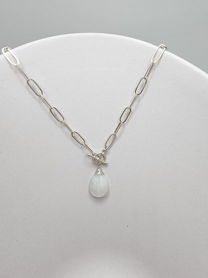 Moonstone Necklace on Paperclip Chain, 14k Gold Fill or Sterling Silver My Store