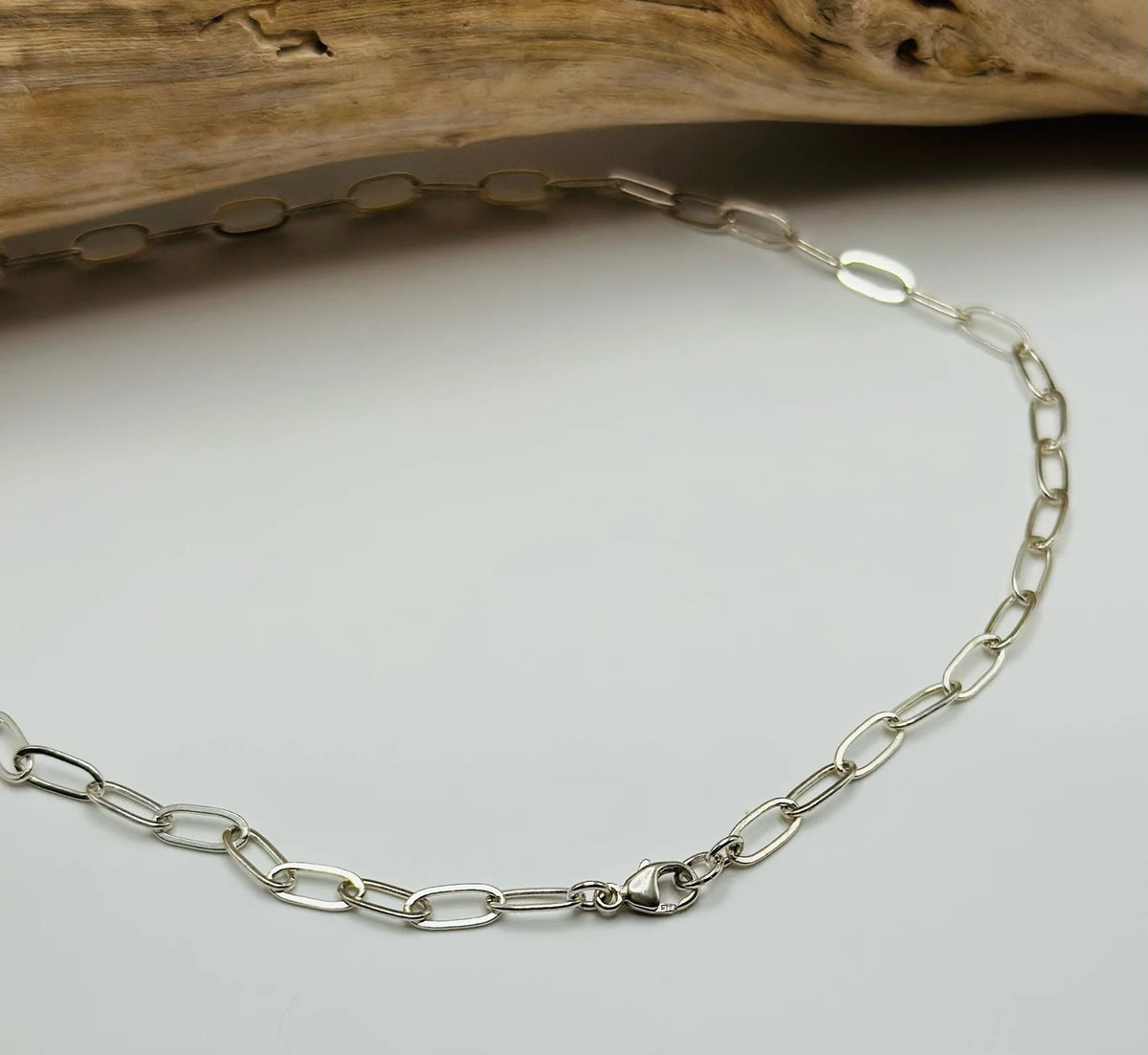 Large Hammered Disk on Paperclip Chain, Sterling Silver or 14k Gold Fill My Store