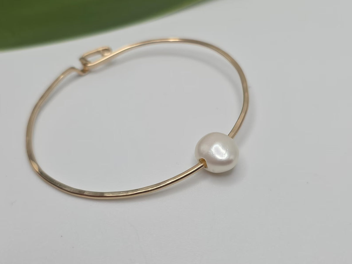 Floating Freshwater Pearl Bangle, Gold Fill, Sterling Silver My Store