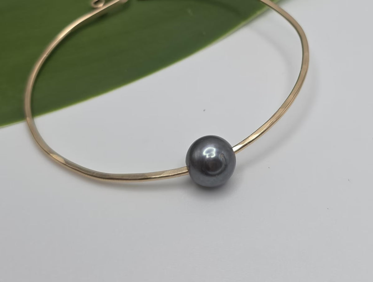 Floating Freshwater Pearl Bangle, Gold Fill, Sterling Silver My Store