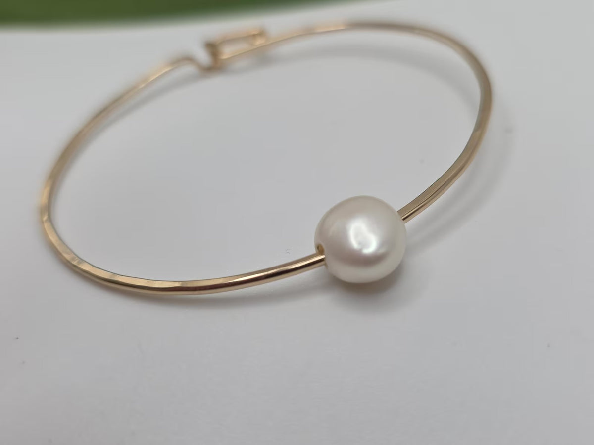 Floating Freshwater Pearl Bangle, Gold Fill, Sterling Silver My Store