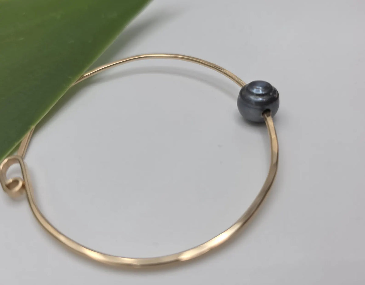 Floating Freshwater Pearl Bangle, Gold Fill, Sterling Silver My Store