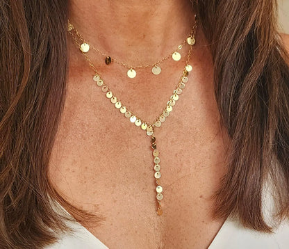 Sequin Y-Necklace, 14k Gold Fill, Sterling Silver My Store