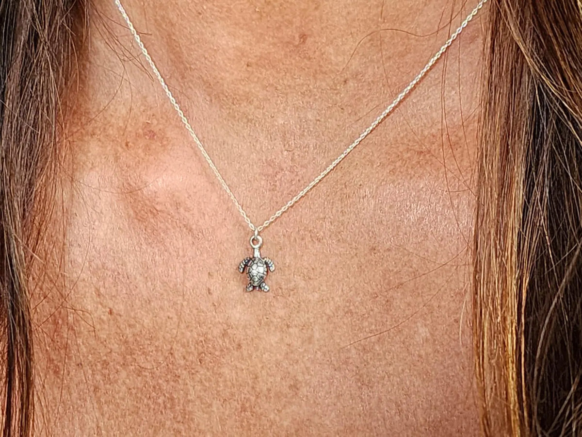 Tiny Sterling Silver Sea Turtle Necklace My Store