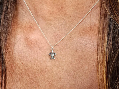 Tiny Sterling Silver Sea Turtle Necklace My Store