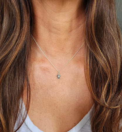 Tiny Sterling Silver Sea Turtle Necklace My Store