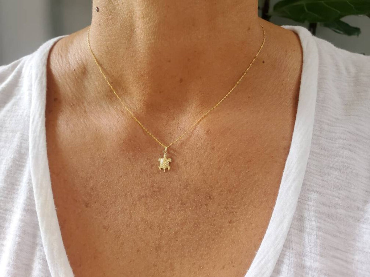 Tiny Gold Vermeil Turtle Necklace My Store
