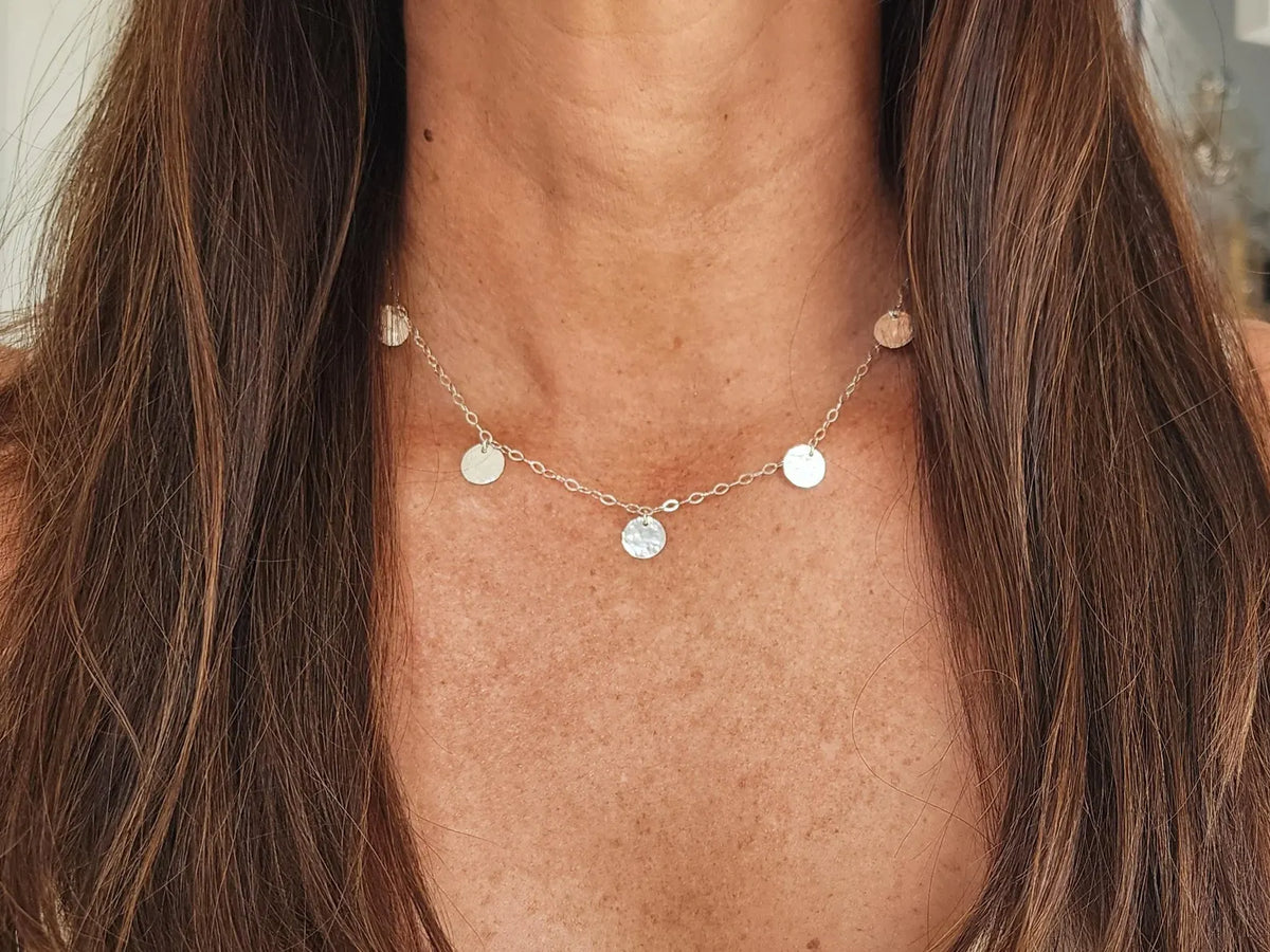 Hammered Sequin Necklace, Gold Fill, Sterling Silver or Mixed Metals My Store