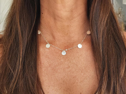 Hammered Sequin Necklace, Gold Fill, Sterling Silver or Mixed Metals My Store