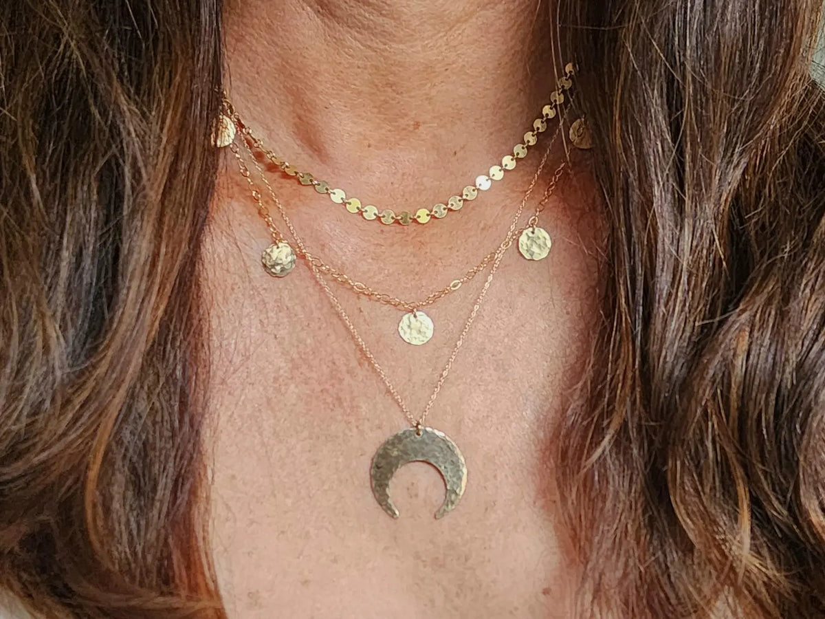 Large Inverted Crescent Moon Necklace, Silver, Gold My Store