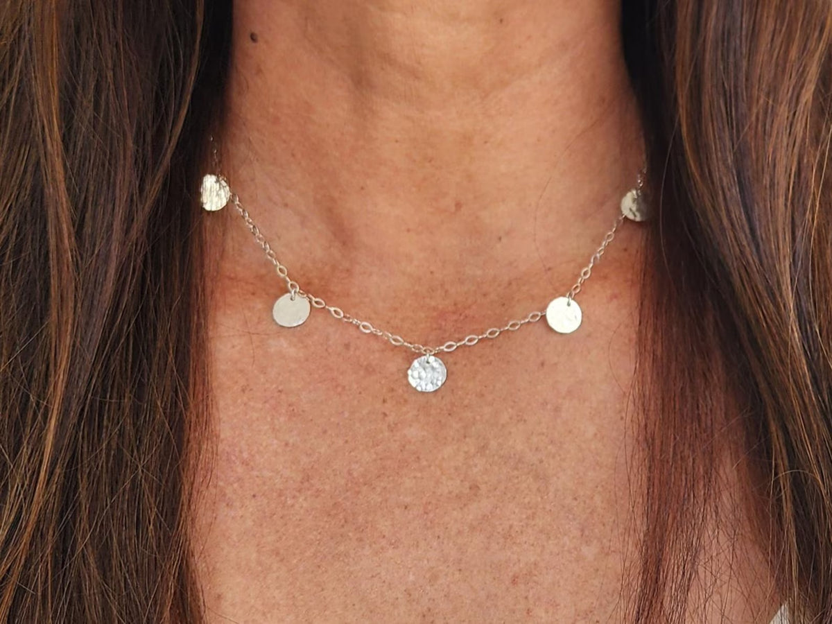 Hammered Sequin Necklace, Gold Fill, Sterling Silver or Mixed Metals My Store