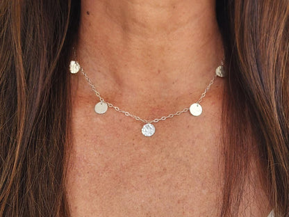 Hammered Sequin Necklace, Gold Fill, Sterling Silver or Mixed Metals My Store