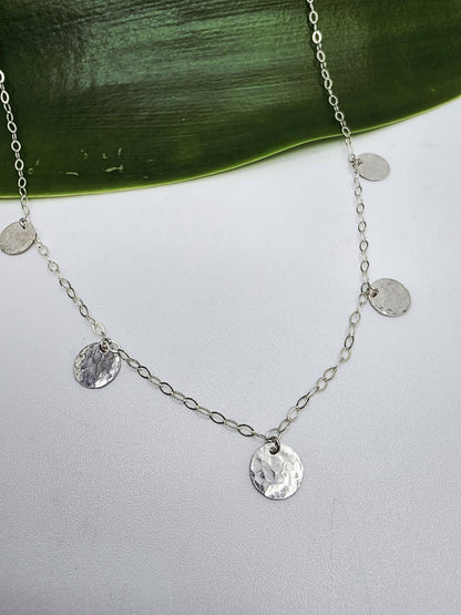 Hammered Sequin Necklace, Gold Fill, Sterling Silver or Mixed Metals My Store