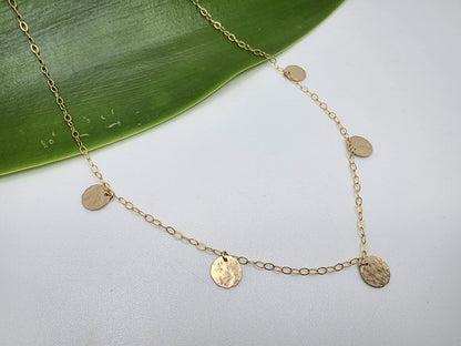 Hammered Sequin Necklace, Gold Fill, Sterling Silver or Mixed Metals My Store