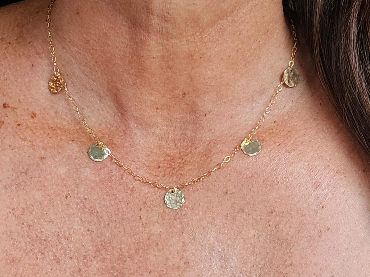 Hammered Sequin Necklace, Gold Fill, Sterling Silver or Mixed Metals My Store
