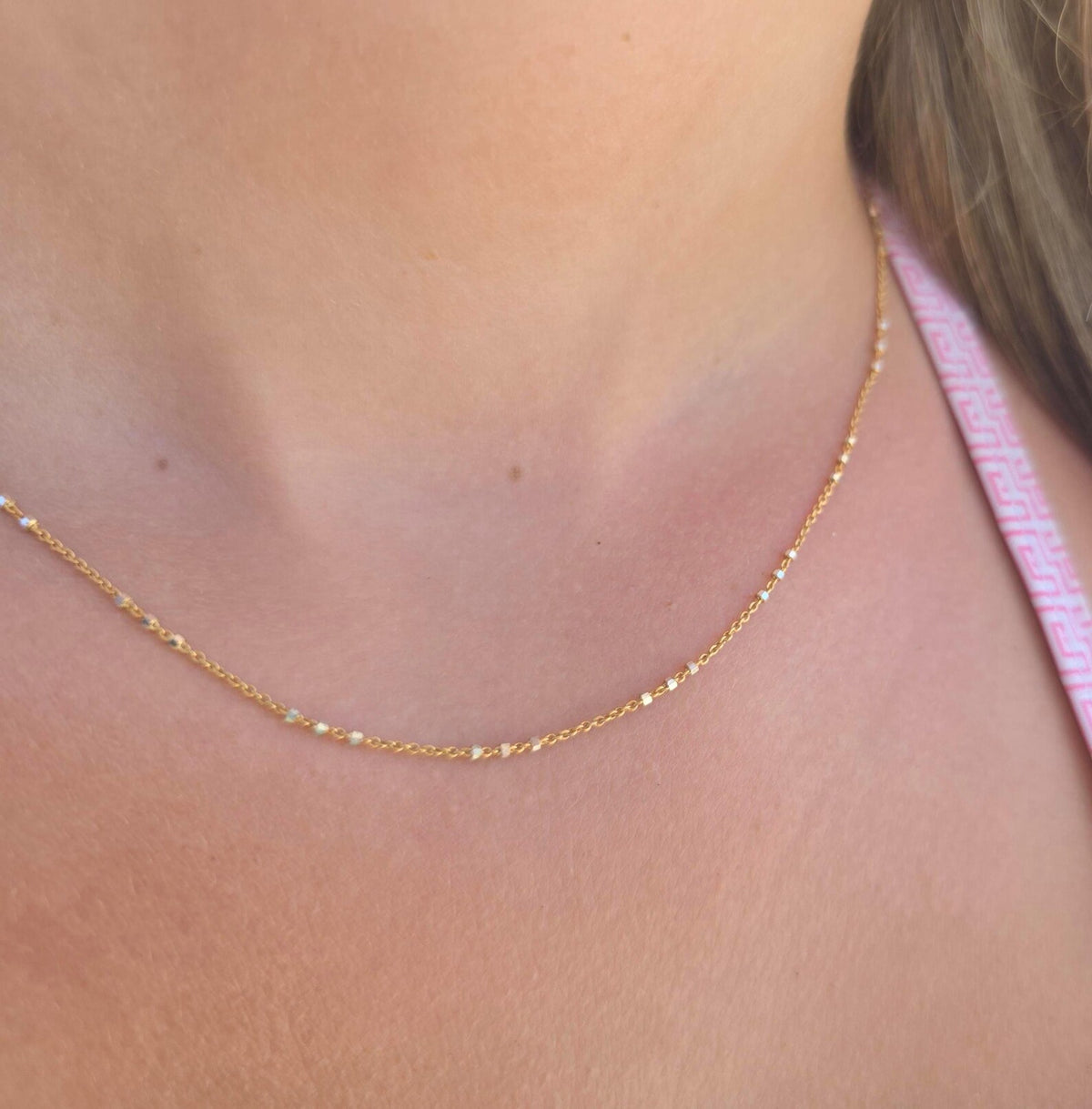 Three Bead Satellite Chain Necklace, Sterling Silver, Gold Vermeil My Store