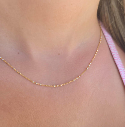 Three Bead Satellite Chain Necklace, Sterling Silver, Gold Vermeil My Store