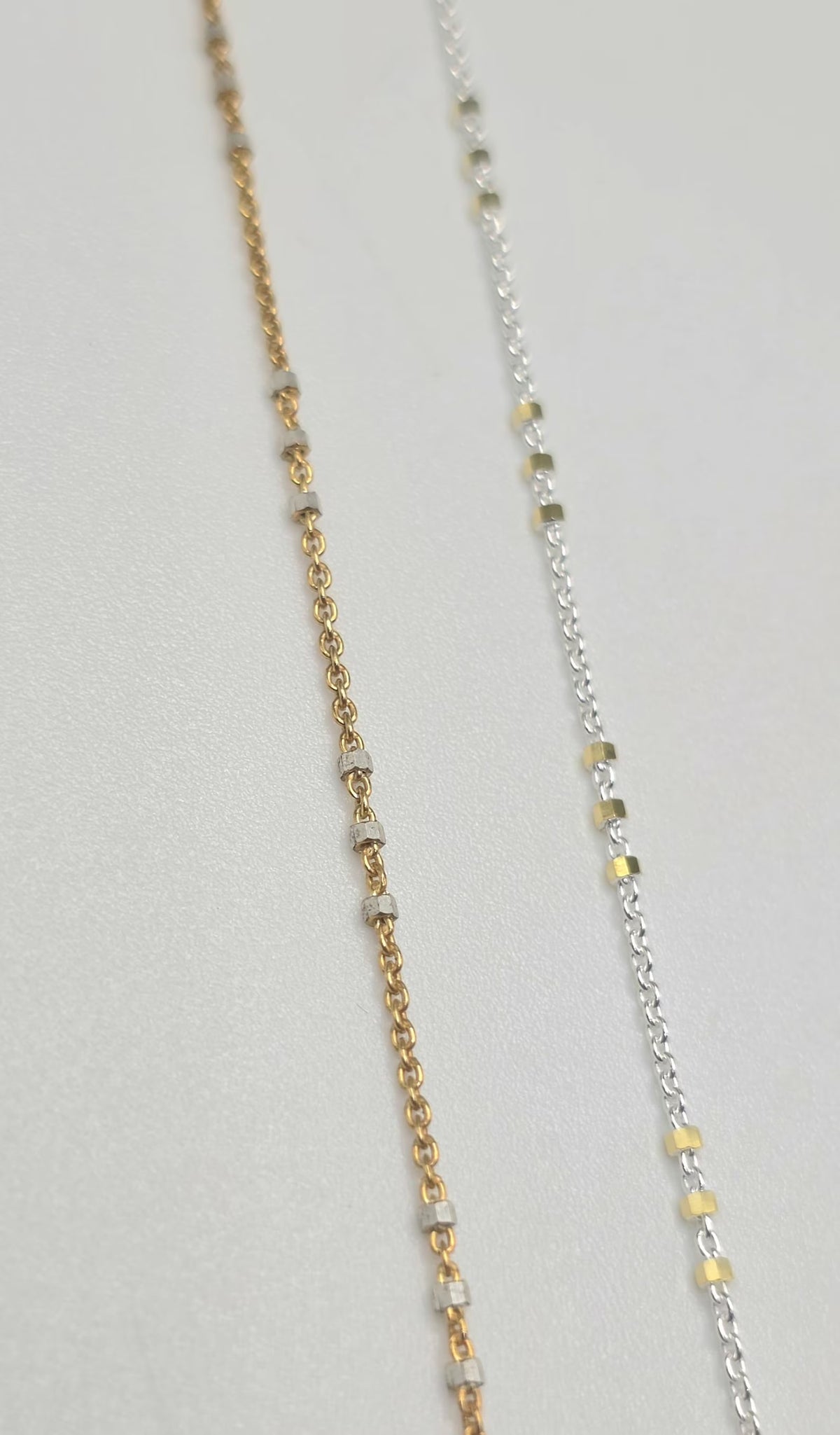 Three Bead Satellite Chain Necklace, Sterling Silver, Gold Vermeil My Store