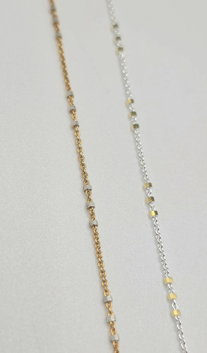Three Bead Satellite Chain Necklace, Sterling Silver, Gold Vermeil My Store
